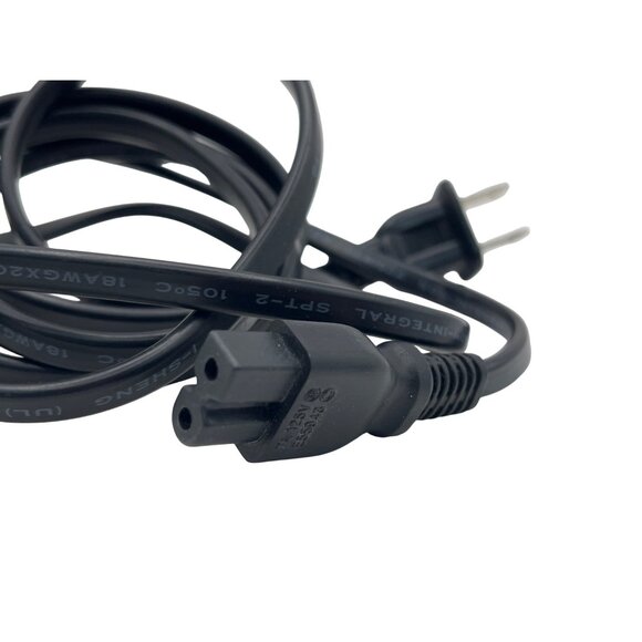 Black 7A 125V Power Cord With 2-Prong Plug & IEC C7 Connector For Electronics - Picture 2 of 4